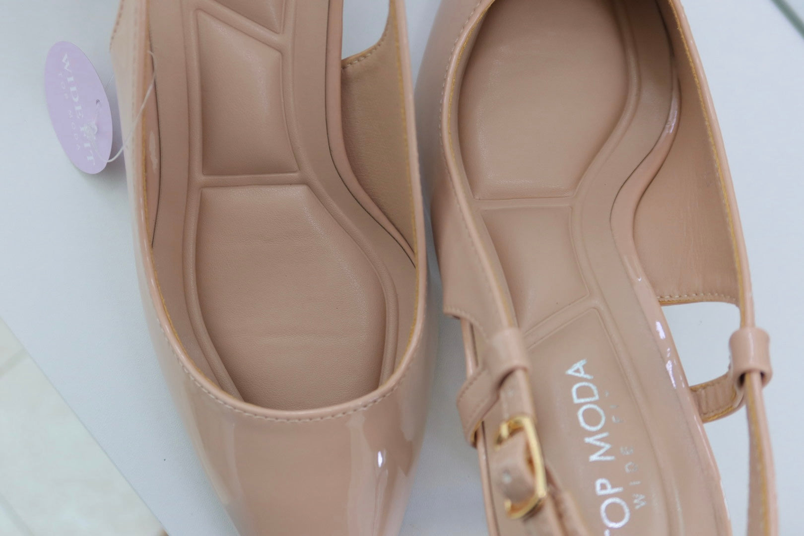 Lidia Wide Fit Heels Nude PAT / 5.5 Lidia Wide Fit Heels Nude PAT / 5.5