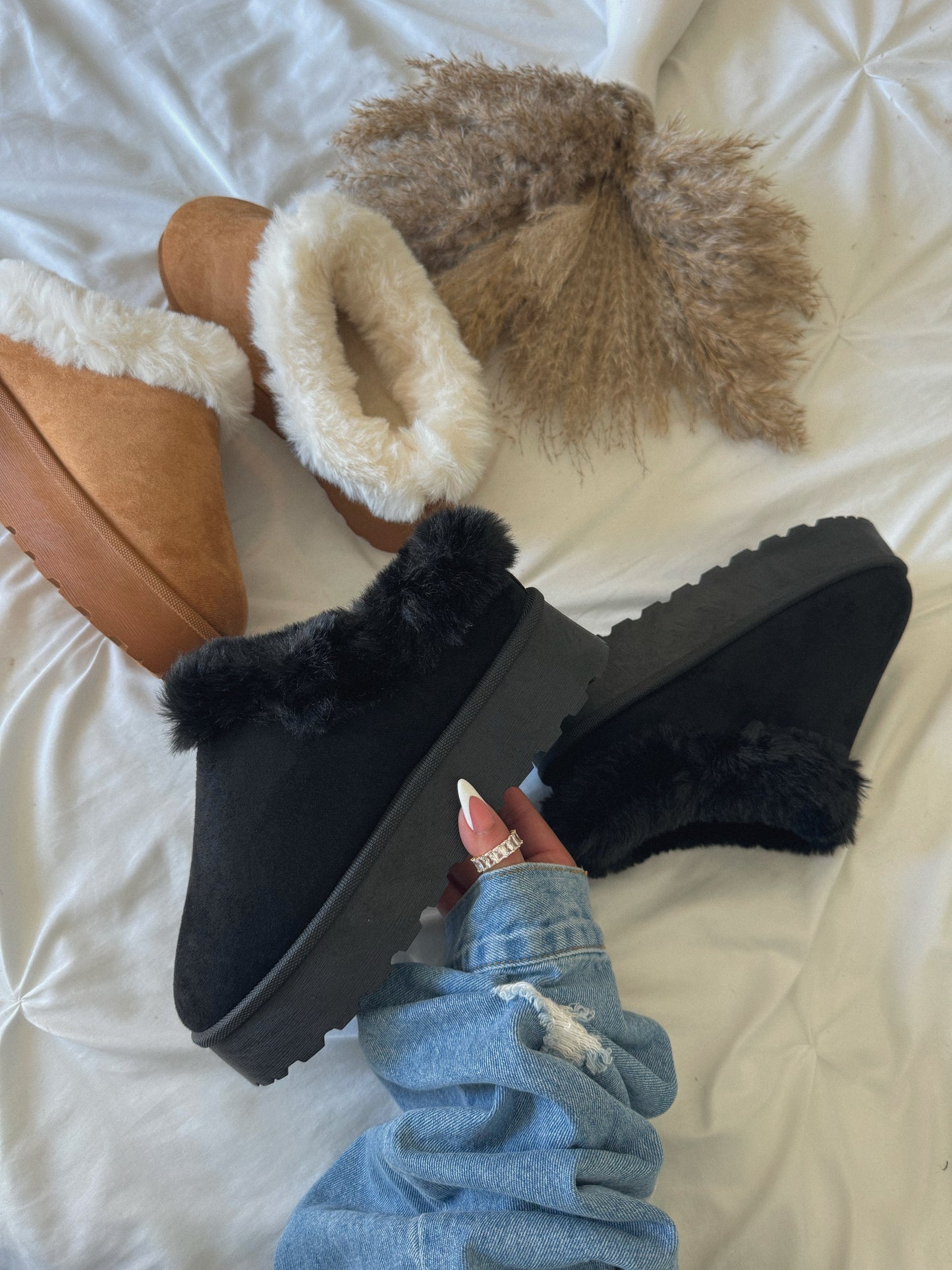 Sienna Platform Slippers(Black)